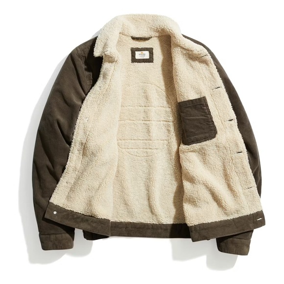 MARINE LAYER Boise Cord Sherpa Trucker Jacket in Major Brown Barn Coat Men’s M - Picture 5 of 16
